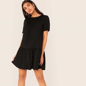 Black SHEIN small Drop Waist Flippy Hem Dress